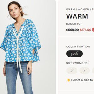 Cotton Voile Dakar Top by Warm Blue Cream XS